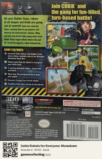 Cubix Robots for Everyone: Showdown Nintendo GameCube, NTSC box back