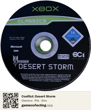 Conflict: Desert Storm Xbox, PAL disc