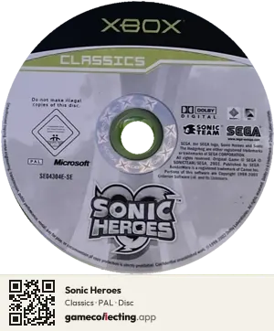 Sonic Heroes Xbox, PAL disc