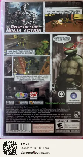 TMNT PlayStation Portable, NTSC box back