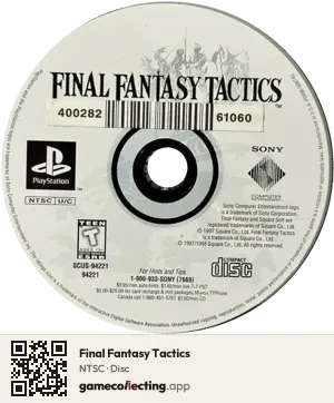 Final Fantasy Tactics PlayStation, NTSC disc