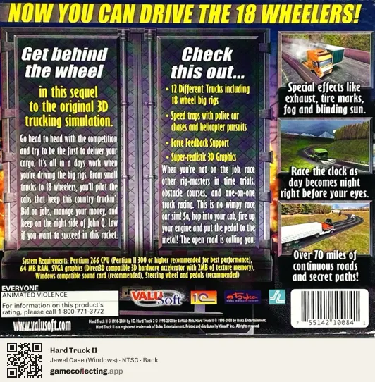 Hard Truck II Computer, NTSC box back