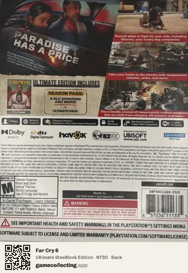 Far Cry 6 PlayStation 5, NTSC box back