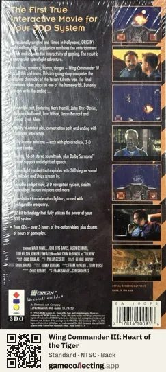Wing Commander III: Heart of the Tiger 3DO Interactive Multiplayer, NTSC box back