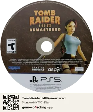Tomb Raider I-III Remastered PlayStation 5, NTSC disc