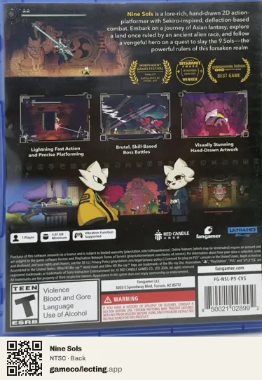 Nine Sols PlayStation 5, NTSC box back