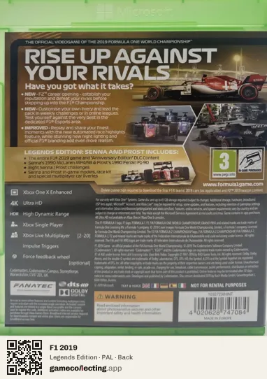 F1 2019 Xbox One, PAL box back