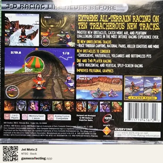 Jet Moto 2 PlayStation, NTSC box back