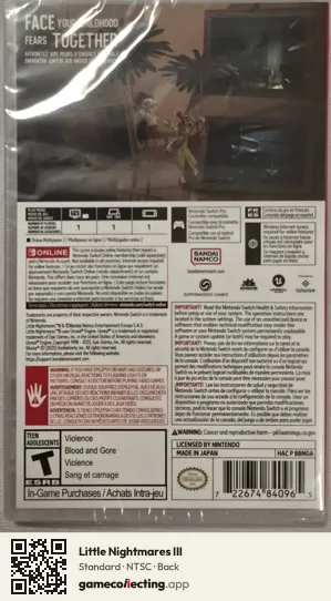 Little Nightmares III Nintendo Switch, NTSC box back