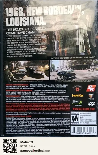 Mafia III Computer, NTSC box back