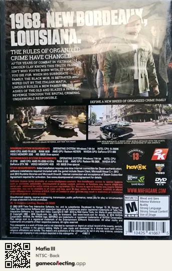 Mafia III Computer, NTSC box back