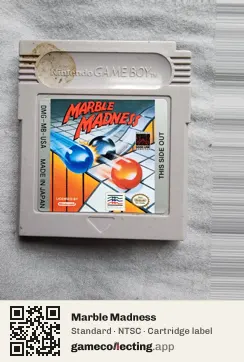 Marble Madness Game Boy, NTSC cartridge label
