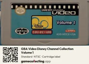 GBA Video Disney Channel Collection Volume 1 Game Boy Advance, NTSC cartridge label