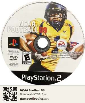 NCAA Football 09 PlayStation 2, NTSC disc
