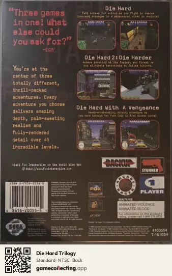 Die Hard Trilogy Sega Saturn, NTSC box back