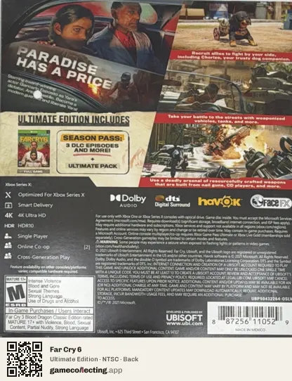 Far Cry 6 Xbox Series X, NTSC box back