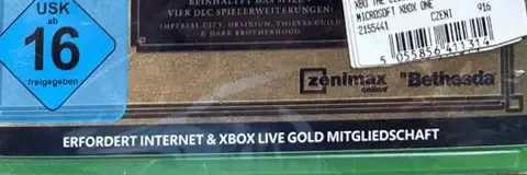The Elder Scrolls Online: Tamriel Unlimited, the USK square on its front
