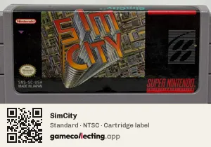 SimCity Super Nintendo Entertainment System, NTSC cartridge label