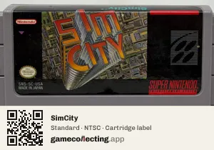 SimCity Super Nintendo Entertainment System, NTSC cartridge label