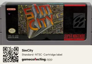 SimCity Super Nintendo Entertainment System, NTSC cartridge label