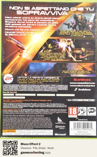 Mass Effect 2 Xbox 360, Italy box back