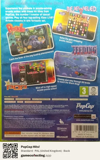 PopCap Hits! Xbox 360, United Kingdom box back