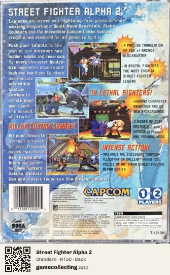 Street Fighter Alpha 2 Sega Saturn, NTSC box back