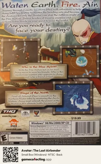 Avatar: The Last Airbender Computer, NTSC box back