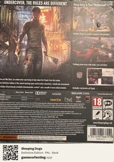 Sleeping Dogs Xbox One, PAL box back