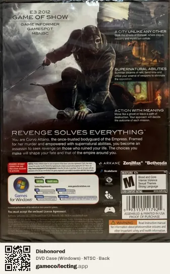 Dishonored Computer, NTSC box back