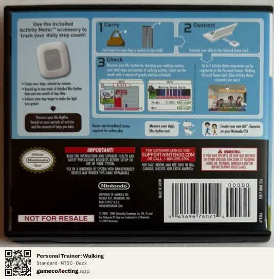 Personal Trainer: Walking Nintendo DS, NTSC box back