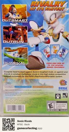 Sonic Rivals PlayStation Portable, NTSC box back