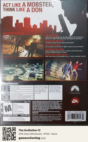 The Godfather II Computer, NTSC box back