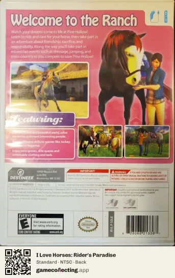 I Love Horses: Rider's Paradise Nintendo Wii, NTSC box back