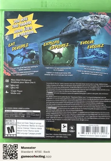 Maneater Xbox One, NTSC box back