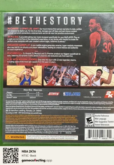 NBA 2K16 Xbox One, NTSC box back