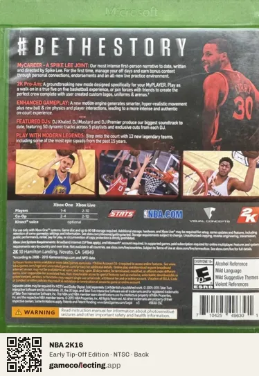 NBA 2K16 Xbox One, NTSC box back