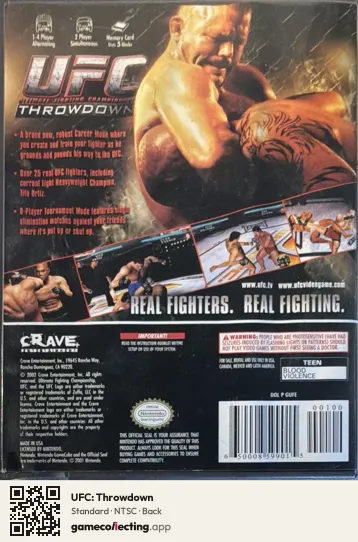 UFC: Throwdown Nintendo GameCube, NTSC box back