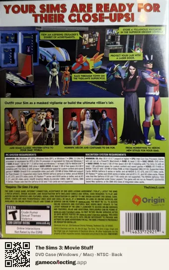 The Sims 3: Movie Stuff Computer, NTSC box back