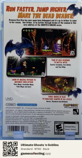 Ultimate Ghosts 'n Goblins PlayStation Portable, NTSC box back