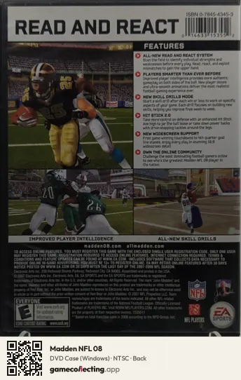 Madden NFL 08 Computer, NTSC box back