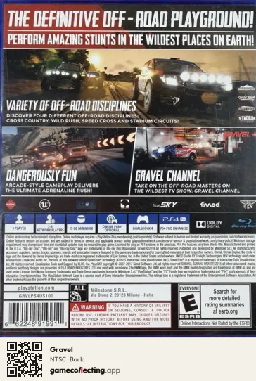 Gravel PlayStation 4, NTSC box back
