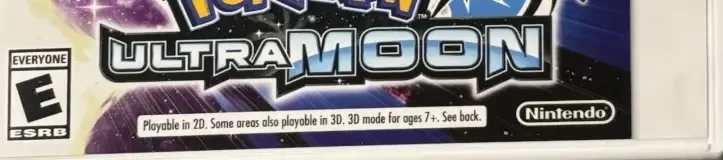 Pokémon Ultra Moon, the ESRB box on its front