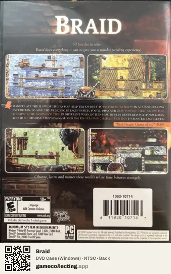 Braid Computer, NTSC box back