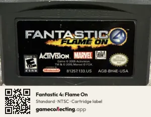 Fantastic 4: Flame On Game Boy Advance, NTSC cartridge label