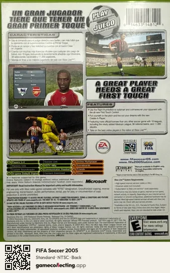 FIFA Soccer 2005 Xbox, NTSC box back