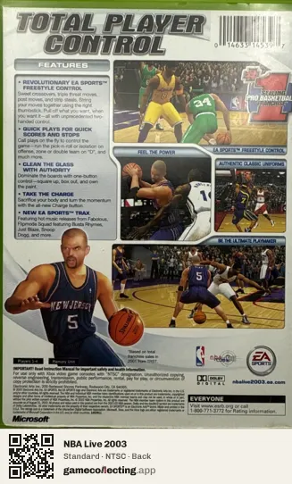 NBA Live 2003 Xbox, NTSC box back