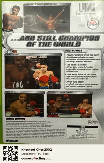 Knockout Kings 2002 Xbox, NTSC box back