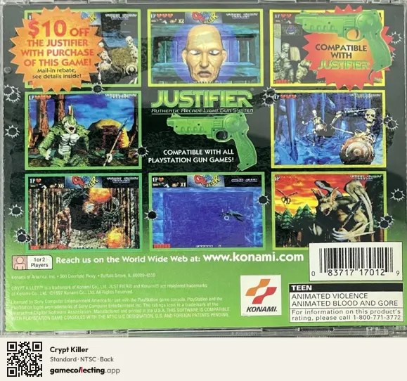 Crypt Killer PlayStation, NTSC box back