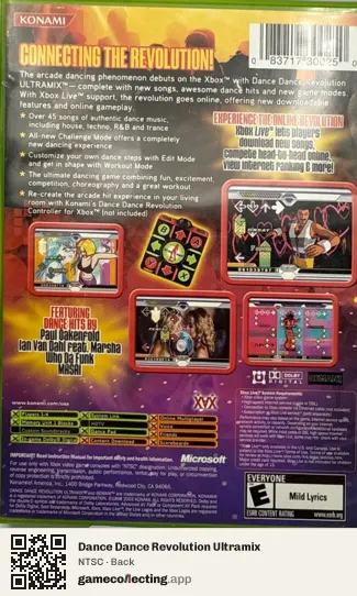 Dance Dance Revolution Ultramix Xbox, NTSC box back